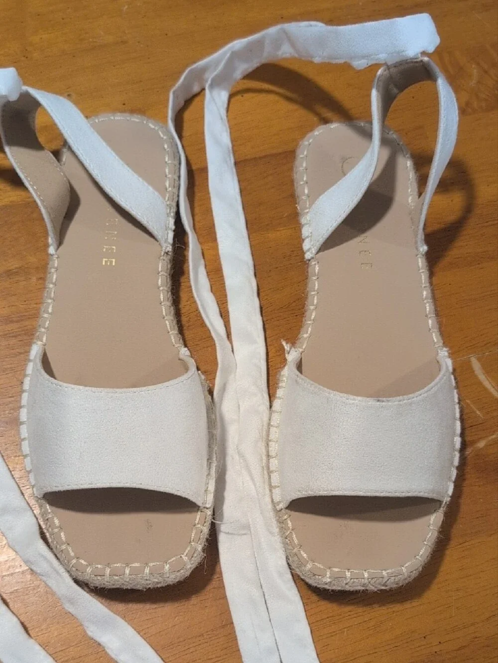 White Lace-Up Espadrille Sandals - Women